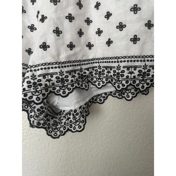 Abercrombie & Fitch Linen Blend Embroidered Pull On Short Black White Sz XL - Picture 6 of 7